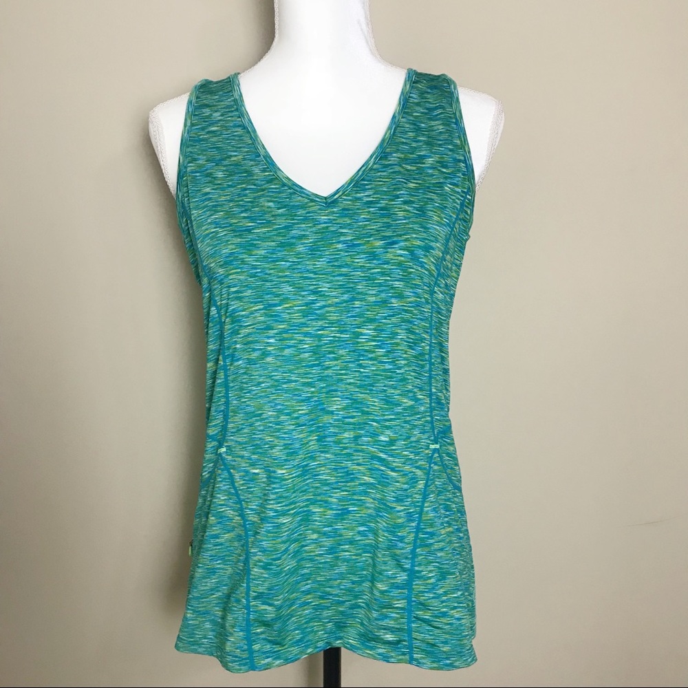 Athleta Green Space-Dye V-Neck Sleeveless Tank